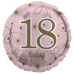 18th Birthday Balloon – Pale Pink Foil with Gold “18 Today” (Uninflated, 18″)