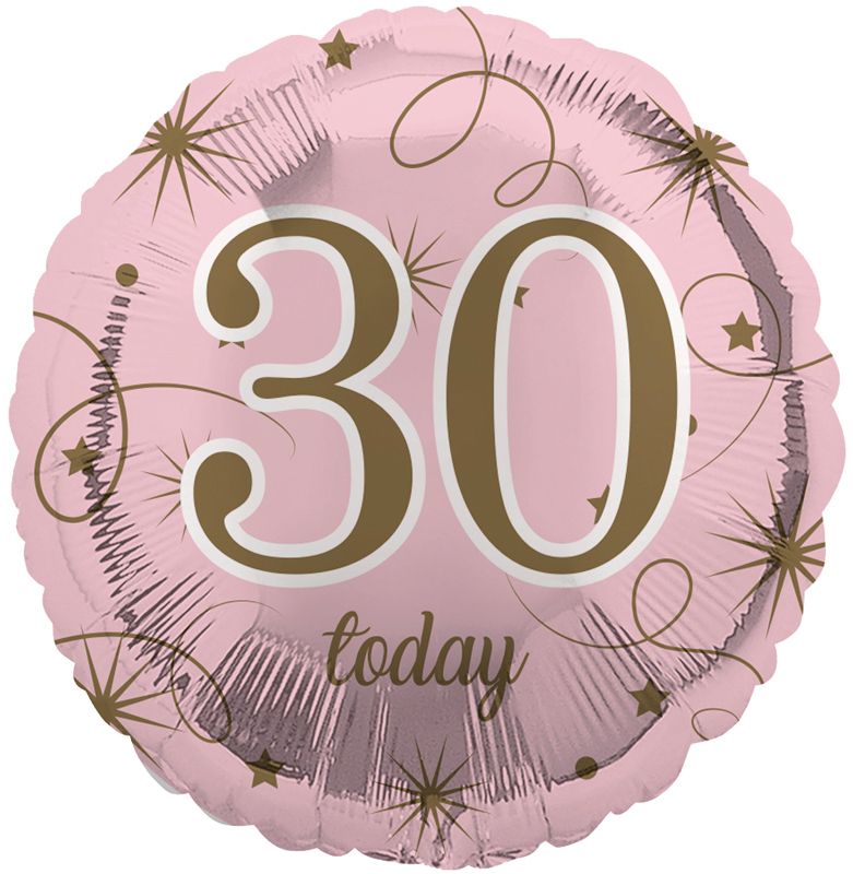 30th Birthday Balloon – 18″ Pink & Gold Foil Balloon (Uninflated) 🎂✨