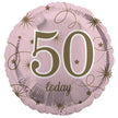 50th Birthday Balloon – 18″ Pink & Gold Foil Balloon (Uninflated)