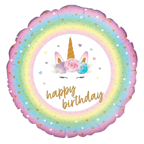Unicorn Balloon – 18″ Pastel Rainbow Foil (Uninflated)