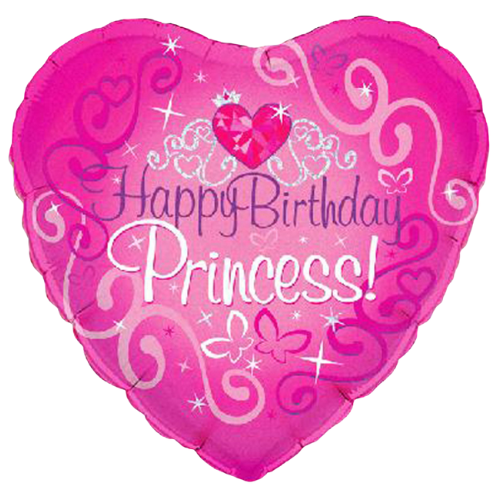 Happy Birthday Princess Foil Balloon – 18″ Pink Heart Party Balloon (Uninflated) 👑🎈