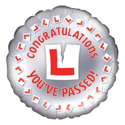 Driving Test Congratulations Balloon – 18″ Silver Foil with Red L Plate 🎉🚗 (Uninflated)