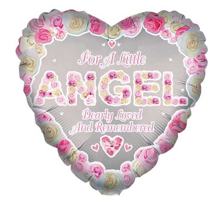 Little Angel Memorial Balloon – 18″ Heart Foil Tribute Balloon