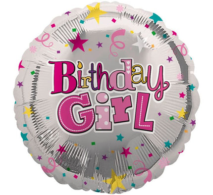 Birthday Girl Foil Balloon – 18″ Round Party Balloon (Uninflated) 🎉