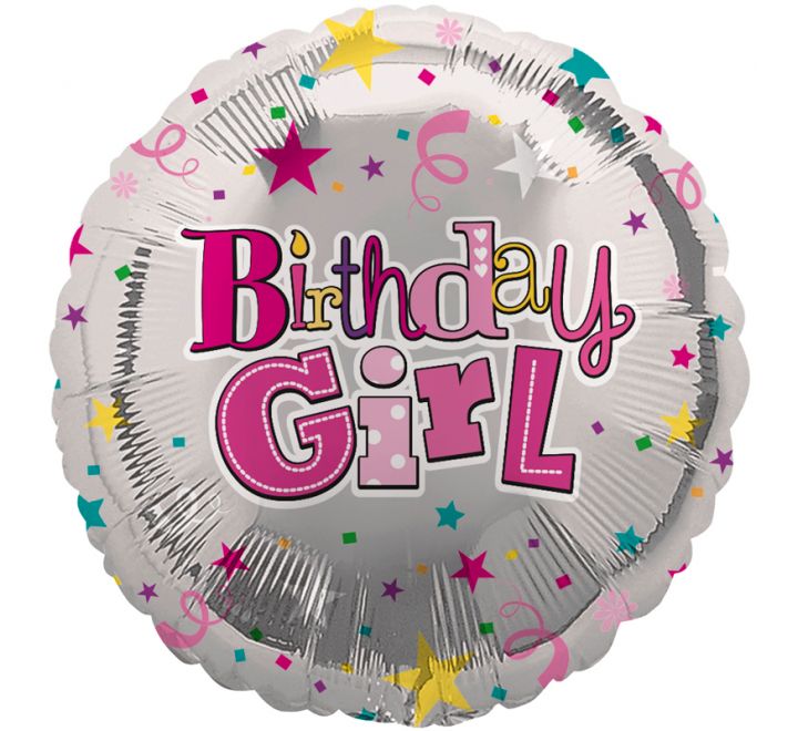Birthday Girl Foil Balloon – 18″ Round Party Balloon (Uninflated) 🎉