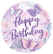 Floral Happy Birthday Foil Balloon – 18″ Pink & Purple Butterfly Balloon (Uninflated) 🌸🎈