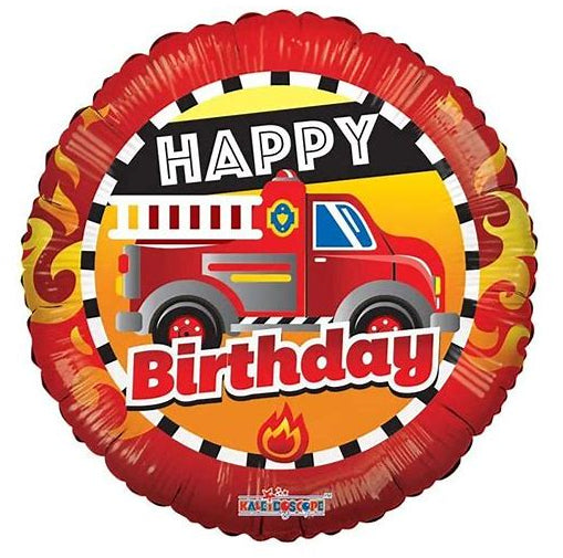 Firetruck Happy Birthday Foil Balloon – 18″ Party Balloon (Uninflated) 🚒🎉