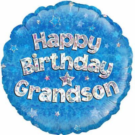 Happy Birthday Grandson Balloon – 18″ Holographic Foil (Uninflated)