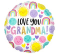 Love You Grandma Balloon – 18″ Rainbow & Hearts Foil (Uninflated)