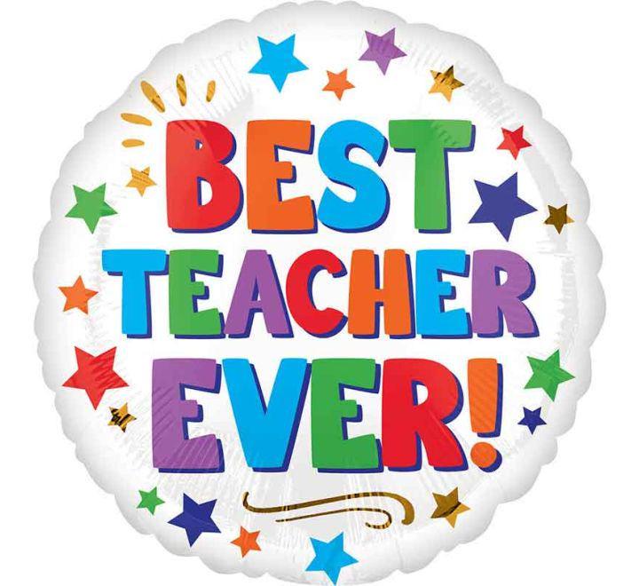 Best Teacher Ever Balloon – 18″ Thank You Teacher Foil Balloon (Uninflated)