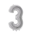 Silver Number 3 Balloon 40