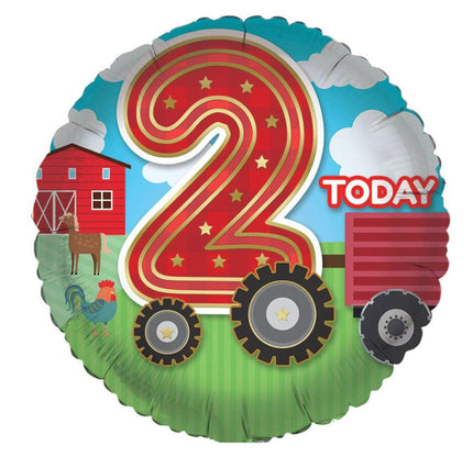 Happy 2nd Birthday Balloon – 18″ Farm Animal Party Foil Balloon (Uninflated)