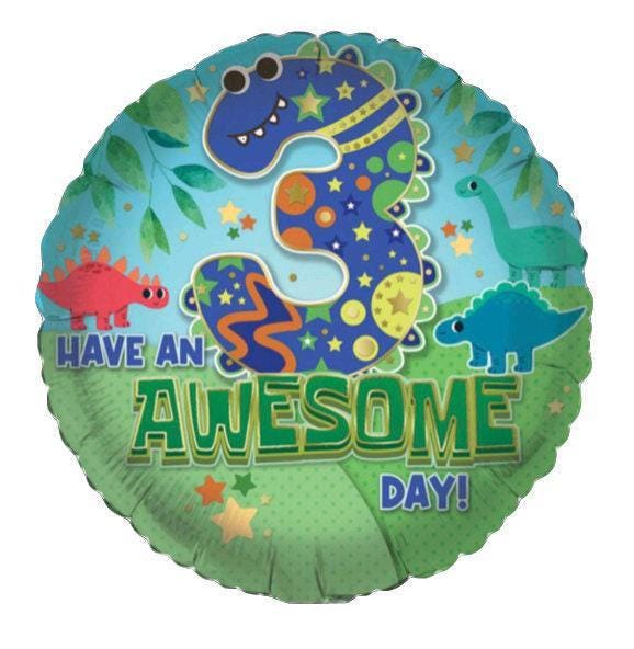 Happy 3rd Birthday Dinosaur Foil Balloon 18