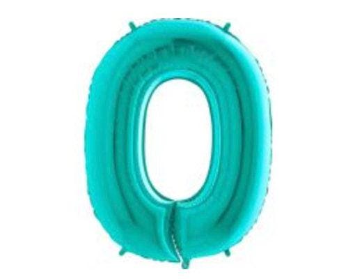 Turquoise Number 0 Balloon 40