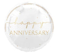 Happy Anniversary Balloon – 18″ Gold Foil with Hearts (Uninflated)
