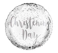 Christening Day Balloon – Elegant 18″ Silver & White Foil Balloon (Uninflated)