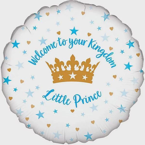 Welcome Little Prince Balloon – 18″ Blue Crown Foil (Uninflated)