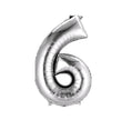 Silver Number 6 Balloon 34