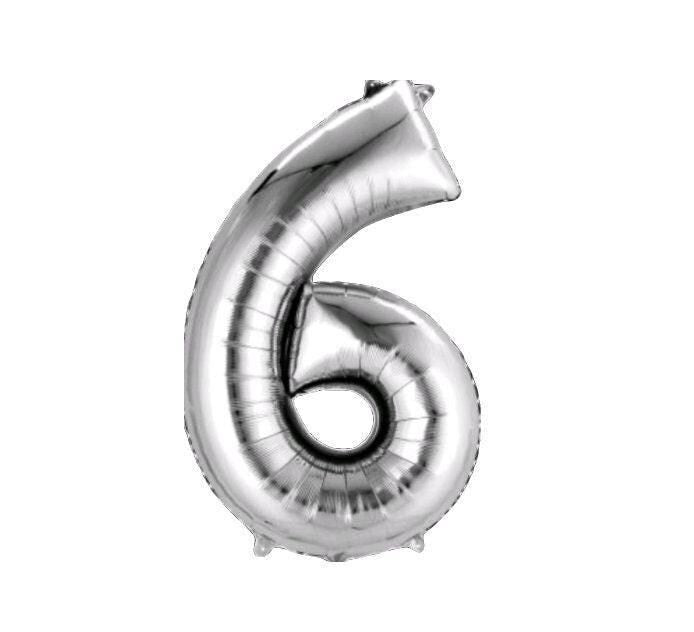 Silver Number 6 Balloon 34