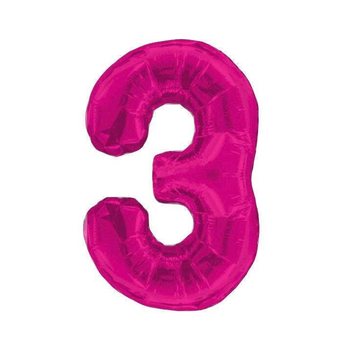 Pink Number 3 Balloon 34