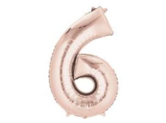 Rose Gold Number 6 Balloon 34