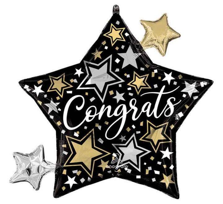 Giant Congrats Star Balloon – 29x27″ Supershape Foil Balloon (Uninflated)