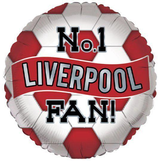 Liverpool FC Balloon – 18″ “No.1 Liverpool Fan” Red & White Foil (Uninflated)