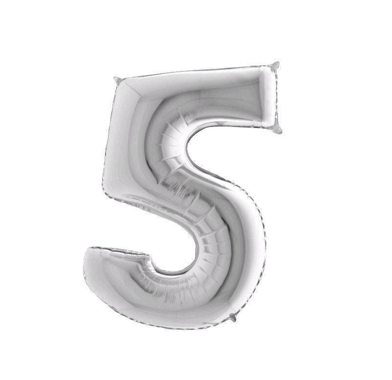 Silver Number 5 Balloon 40