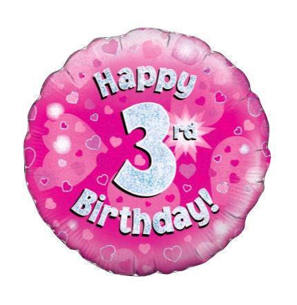 Happy 3rd Birthday Foil Balloon 18