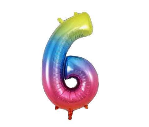 Rainbow Number 6 Balloon 34
