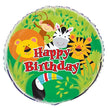 Jungle Theme Happy Birthday Balloon – 18″ Safari Animals Foil (Uninflated)
