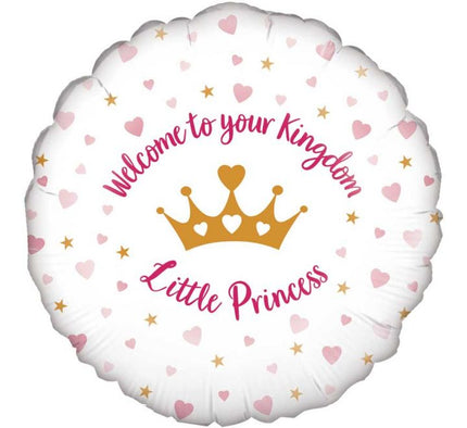 Princess Crown Balloon – “Welcome Little Princess” 18″ Foil Balloon (Uninflated) 🎀👑