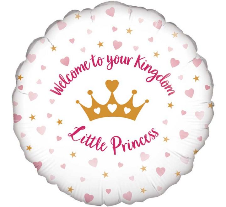 Princess Crown Balloon – “Welcome Little Princess” 18″ Foil Balloon (Uninflated) 🎀👑