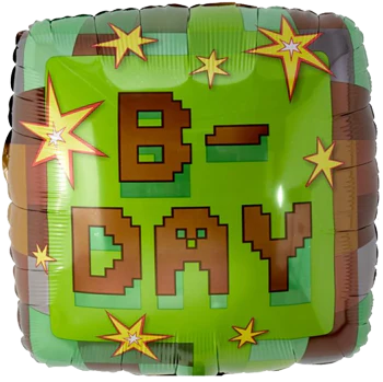 Minecraft-Style Gaming Balloon – 18″ Foil Party Balloon (Uninflated)