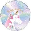 Unicorn Foil Balloon – 18″ Pastel Happy Birthday Balloon (Uninflated) 🦄🎈
